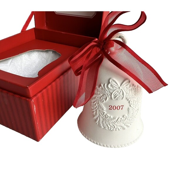 Set of 2 Hallmark Bell Ornaments 2007 & 2008 Bell Christmas Tree Ivory Porcelain - Picture 6 of 10